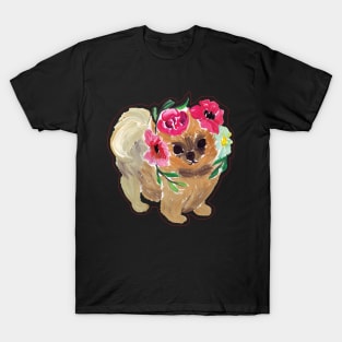 Pomeranian in Flowers T-Shirt